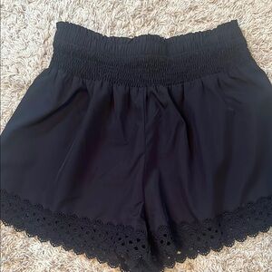 SHEIN Black High Waist Lace Trim Shorts